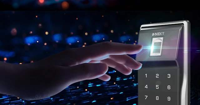 NEXT smart lock with a fingerprint sensor and PIN keypad