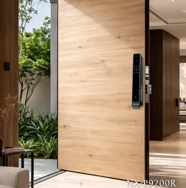 NEXT NX-P9200R smart lock installed on a modern front door